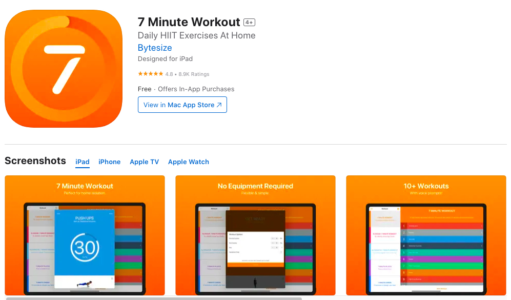 App giảm cân tiếng Việt 7 phút tập thể dục tại nhà - 7 Minute Workout