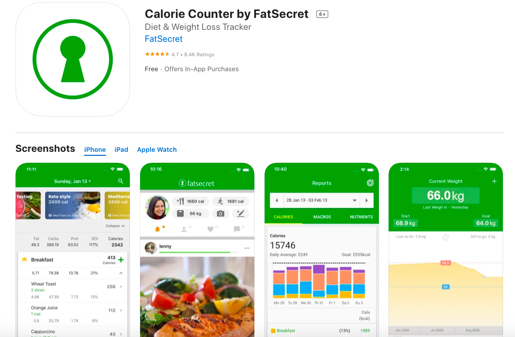 Ứng dụng giảm cân Calorie Counter by FatSecret