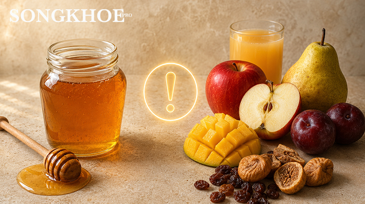 Mật ong với trái cây giàu fructose