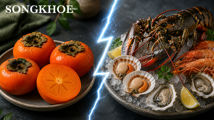 Quả hồng và hải sản