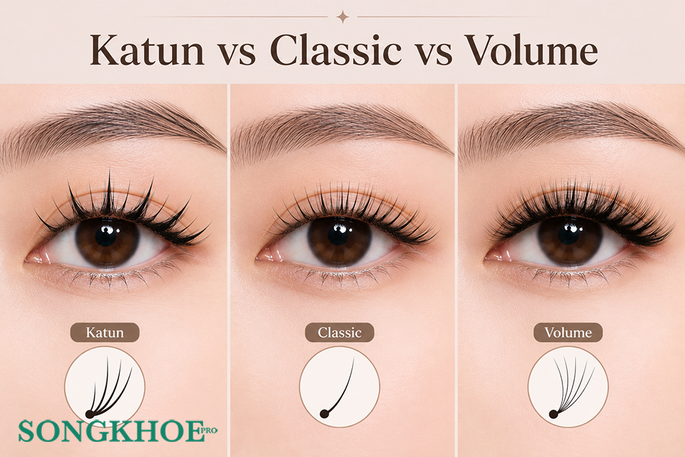Nối mi Katun khác Classic và Volume thế nào